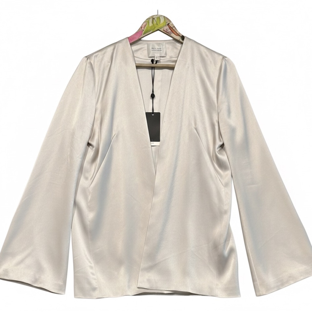 NWT Galvan London Platinum Silk Bell Sleeve Jacket Bridal Quiet Luxury‎ Luxe 8 - Picture 6 of 13